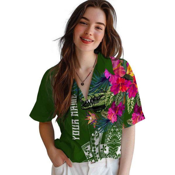 Alligator Floral Polynesian Hawaiian Shirt Trendy