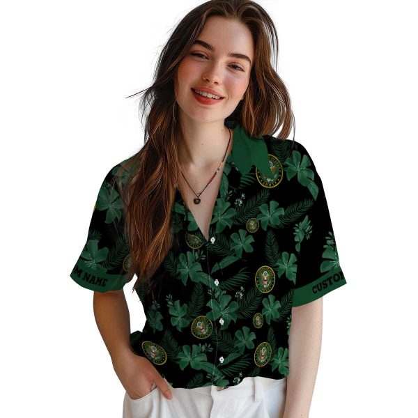 Army Botanical Print Hawaiian Shirt Trendy