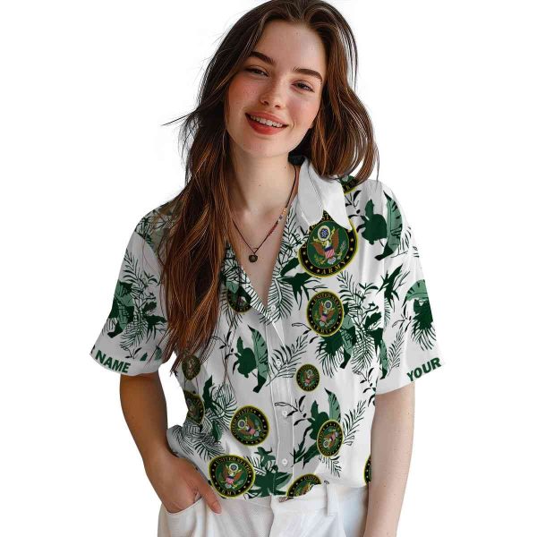 Army Botanical Theme Hawaiian Shirt Trendy