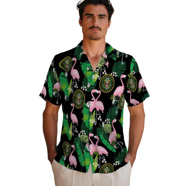 Army Flamingo Foliage Hawaiian Shirt High quality