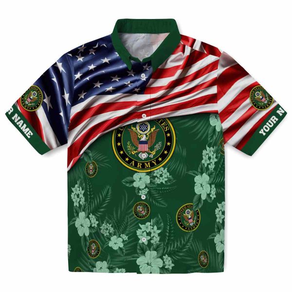 Army US Flag Hibiscus Hawaiian Shirt Best selling