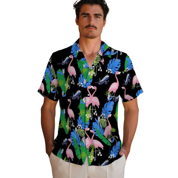 Aviation Flamingo Foliage Hawaiian Shirt High quality