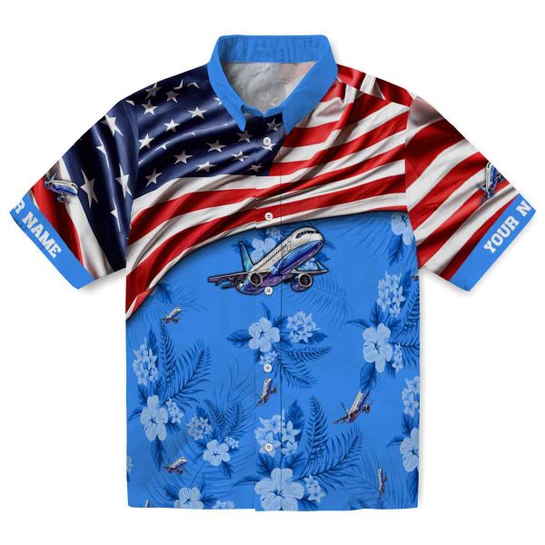 Aviation US Flag Hibiscus Hawaiian Shirt Best selling