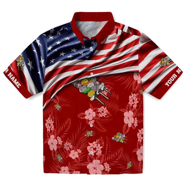 BBQ US Flag Hibiscus Hawaiian Shirt Best selling