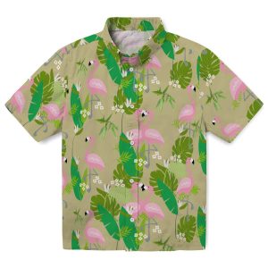 Bamboo Flamingo Foliage Hawaiian Shirt Best selling