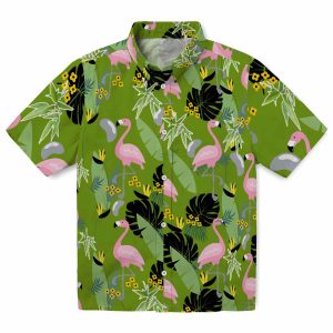 Bamboo Flamingo Leaves Hawaiian Shirt Best selling