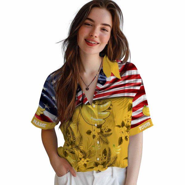 Banana US Flag Hibiscus Hawaiian Shirt Trendy