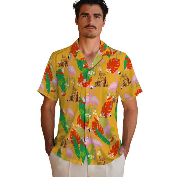 Beer Flamingo Foliage Hawaiian Shirt High quality