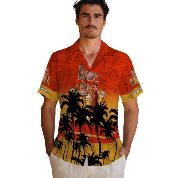 Beer Sunset Pattern Hawaiian Shirt High quality