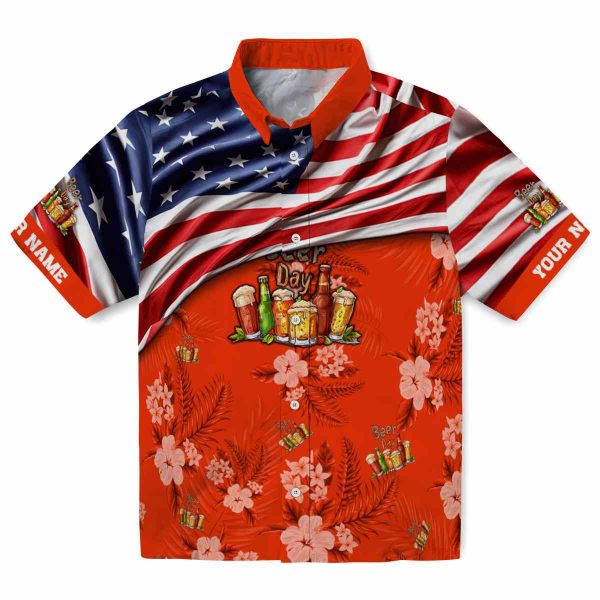 Beer US Flag Hibiscus Hawaiian Shirt Best selling