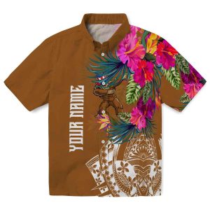 Bigfoot Floral Polynesian Hawaiian Shirt Best selling