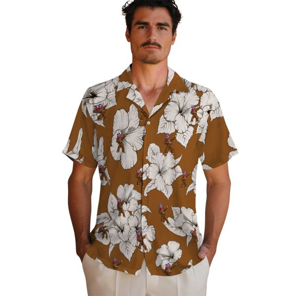 Bigfoot Hibiscus Blooms Hawaiian Shirt High quality