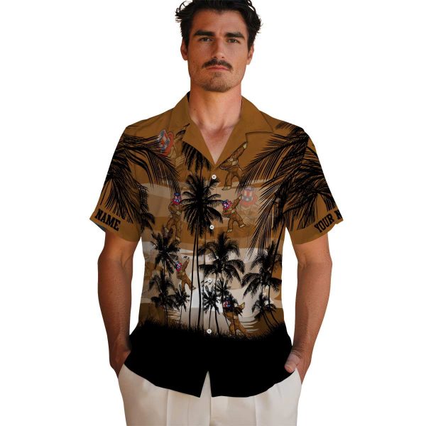 Bigfoot Sunset Scene Hawaiian Shirt High quality