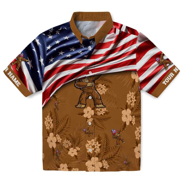 Bigfoot US Flag Hibiscus Hawaiian Shirt Best selling