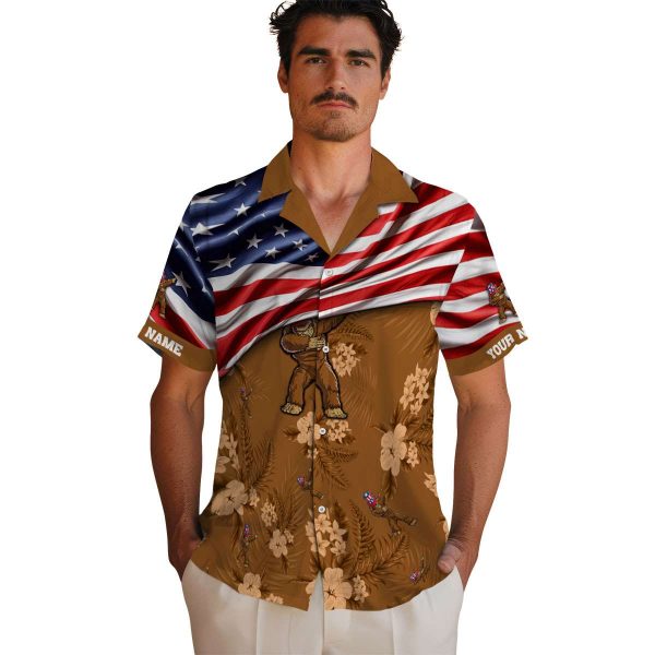 Bigfoot US Flag Hibiscus Hawaiian Shirt High quality