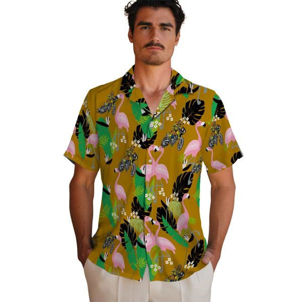 Biker Flamingo Foliage Hawaiian Shirt High quality