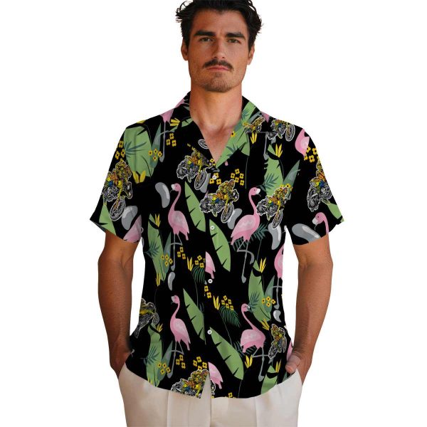 Biker Flamingo Leaves Hawaiian Shirt High quality