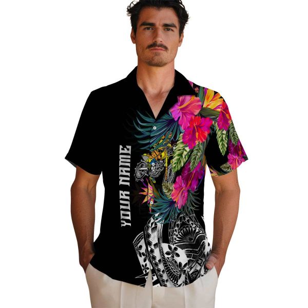 Biker Floral Polynesian Hawaiian Shirt High quality