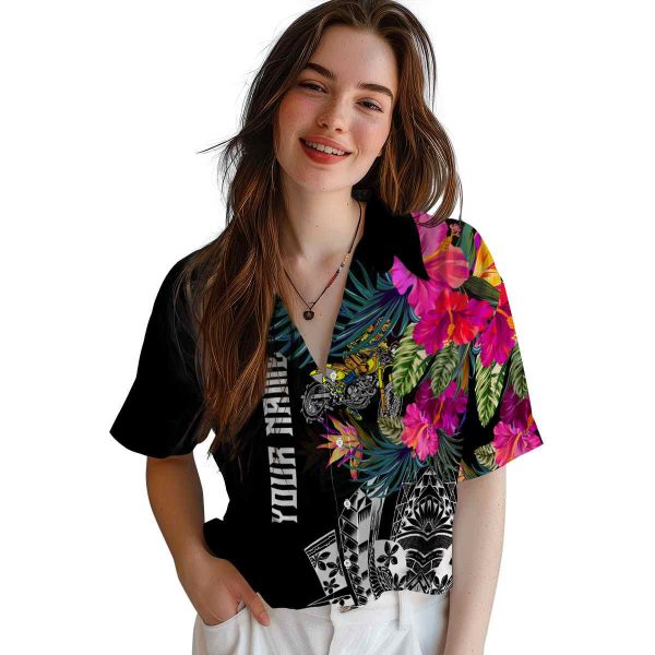 Biker Floral Polynesian Hawaiian Shirt Trendy