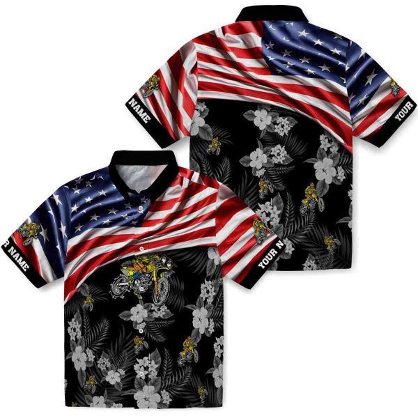 Biker US Flag Hibiscus Hawaiian Shirt Latest Model