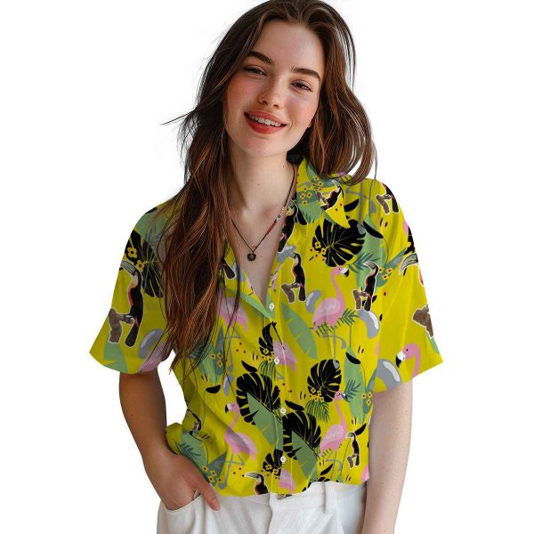 Bird Flamingo Leaves Hawaiian Shirt Trendy