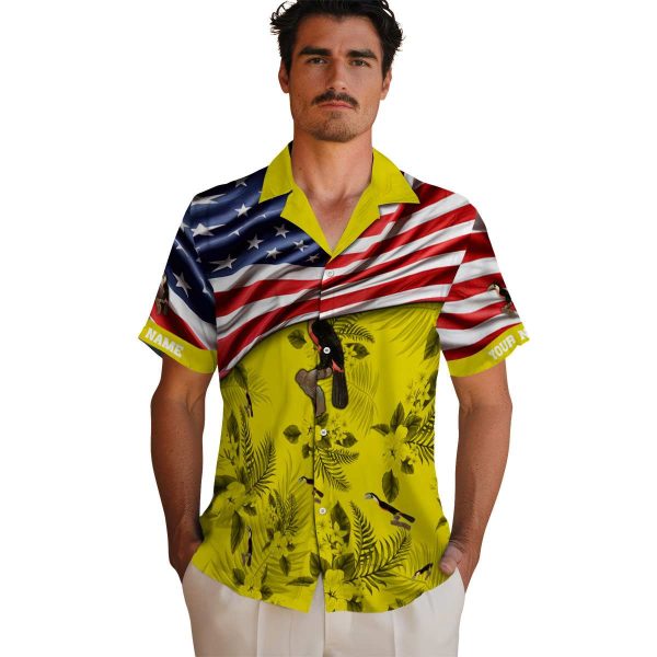 Bird US Flag Hibiscus Hawaiian Shirt High quality