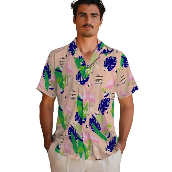 Birthday Flamingo Foliage Hawaiian Shirt High quality