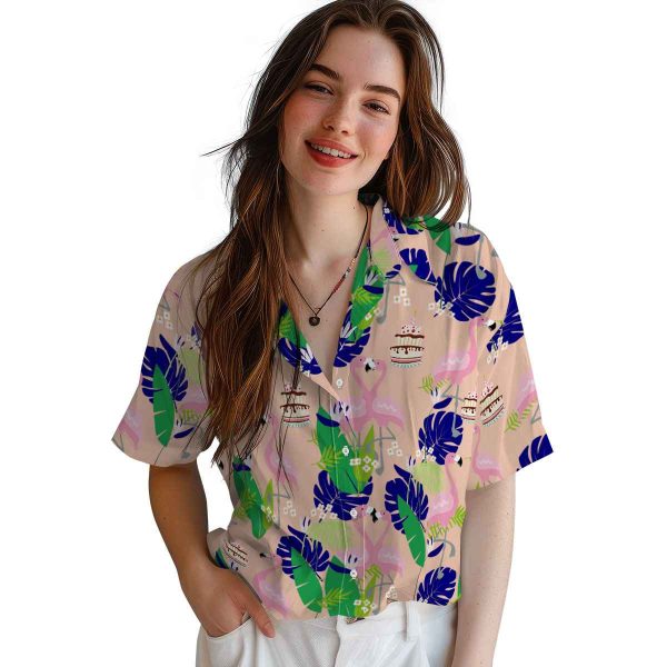 Birthday Flamingo Foliage Hawaiian Shirt Trendy