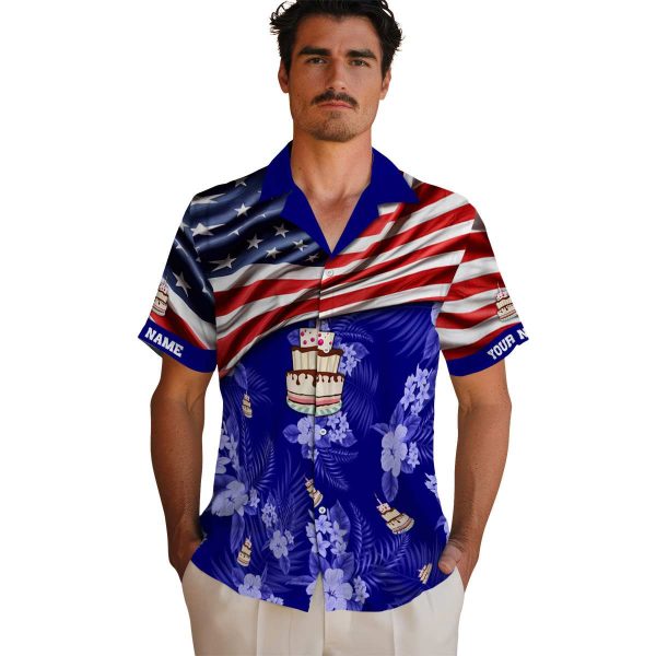 Birthday US Flag Hibiscus Hawaiian Shirt High quality