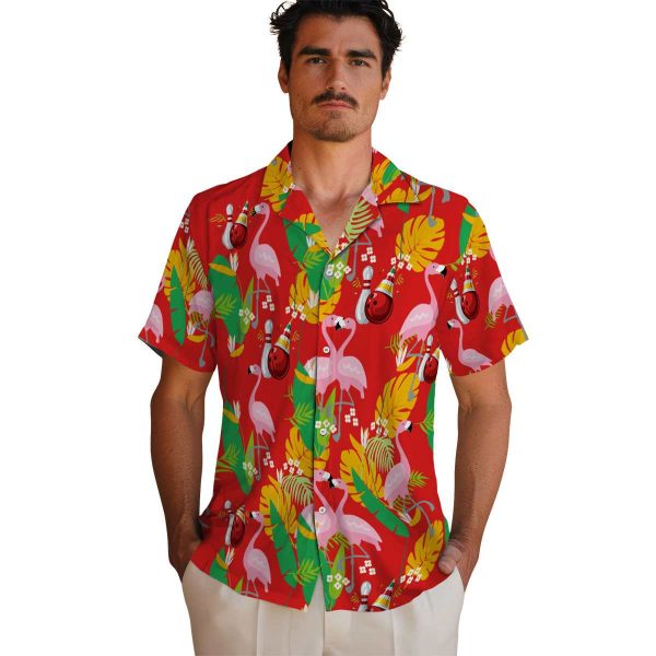 Bowling Flamingo Foliage Hawaiian Shirt High quality