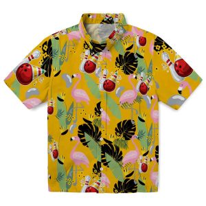 Bowling Flamingo Leaves Hawaiian Shirt Best selling