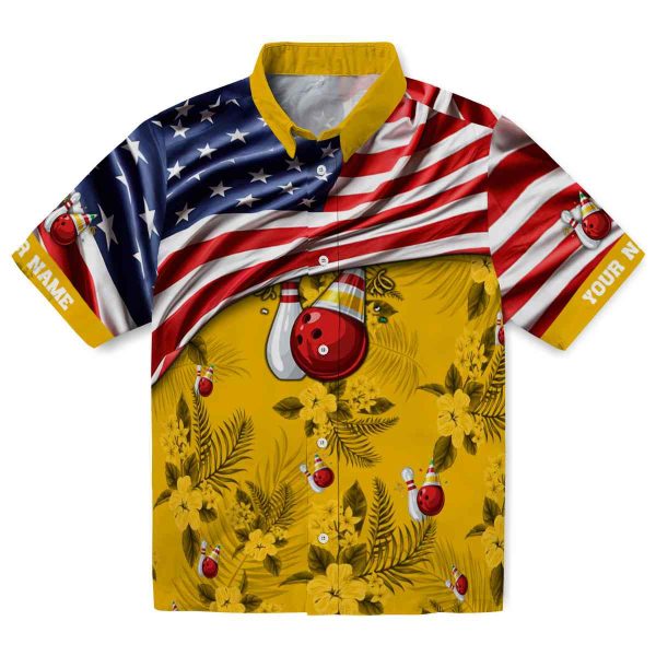 Bowling US Flag Hibiscus Hawaiian Shirt Best selling