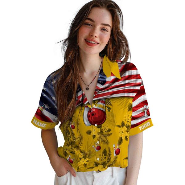 Bowling US Flag Hibiscus Hawaiian Shirt Trendy