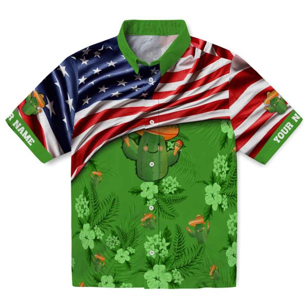 Cactus US Flag Hibiscus Hawaiian Shirt Best selling