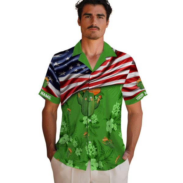 Cactus US Flag Hibiscus Hawaiian Shirt High quality