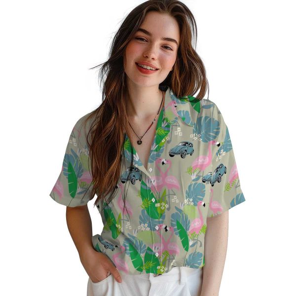 Car Flamingo Foliage Hawaiian Shirt Trendy