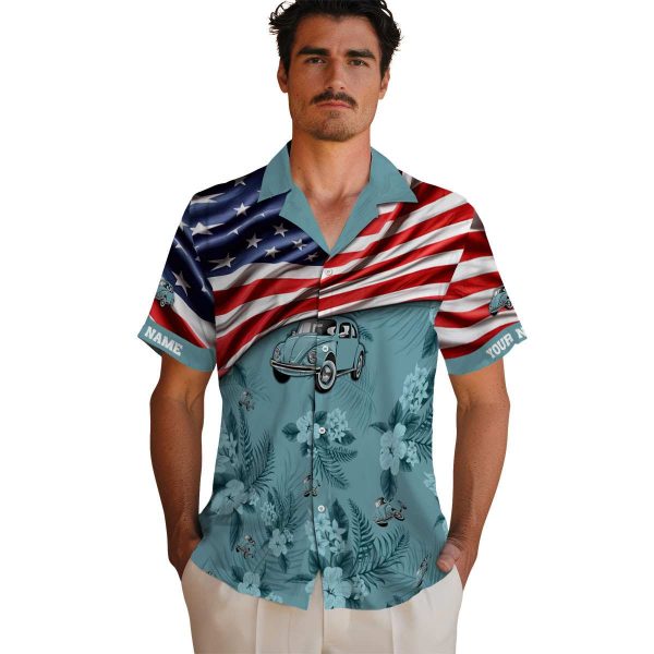 Car US Flag Hibiscus Hawaiian Shirt High quality