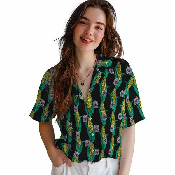 Cat Corn Motifs Hawaiian Shirt Trendy