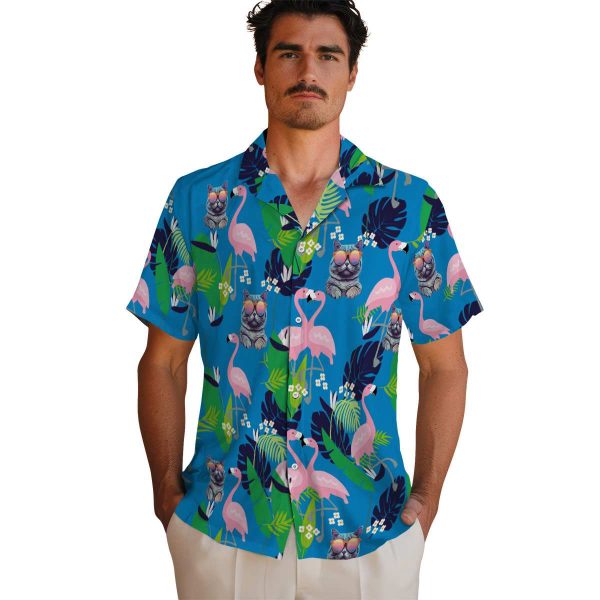 Cat Flamingo Foliage Hawaiian Shirt High quality