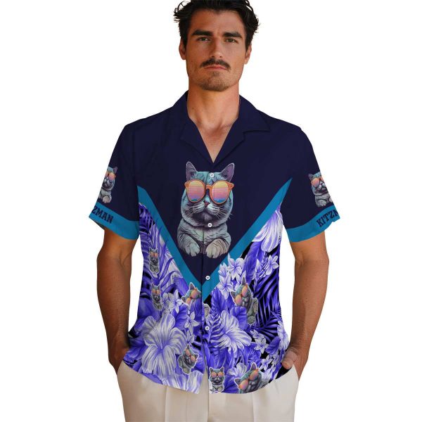 Cat Floral Chevron Hawaiian Shirt High quality