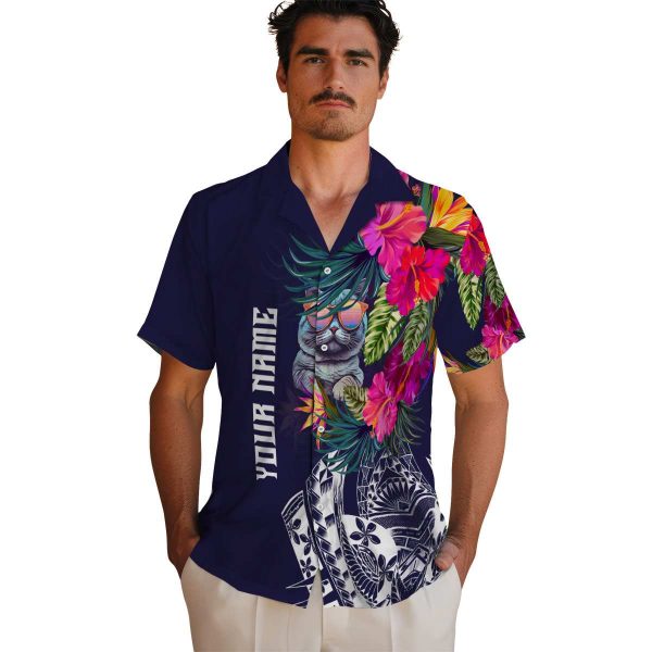 Cat Floral Polynesian Hawaiian Shirt High quality