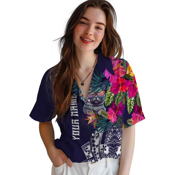 Cat Floral Polynesian Hawaiian Shirt Trendy