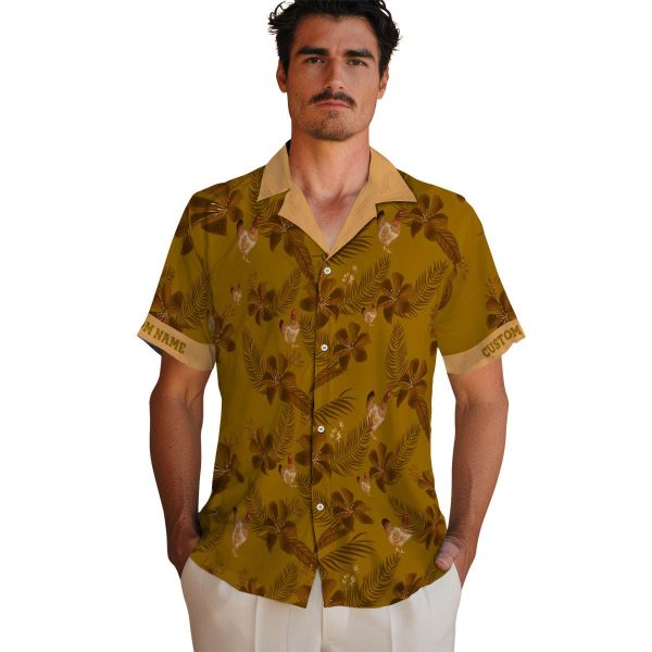 Chicken Botanical Print Hawaiian Shirt High quality