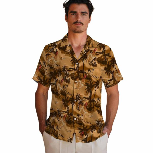 Chicken Coastal Palms Hawaiian Shirt High quality