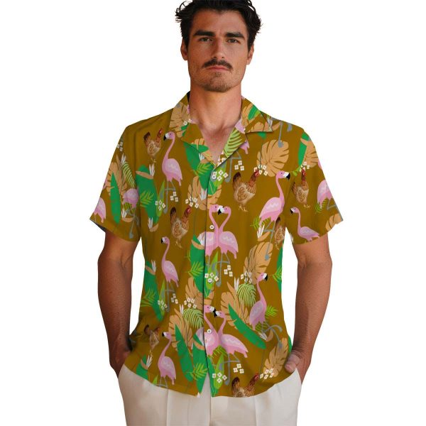 Chicken Flamingo Foliage Hawaiian Shirt High quality