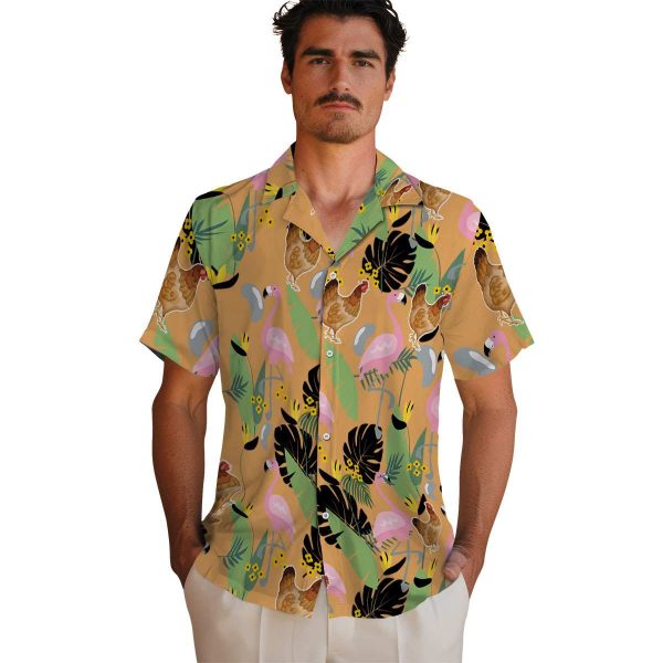 Chicken Flamingo Leaves Hawaiian Shirt High quality