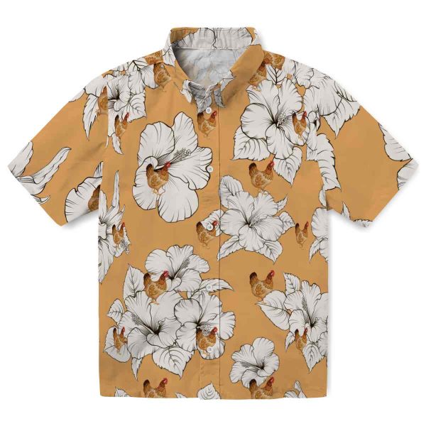 Chicken Hibiscus Blooms Hawaiian Shirt Best selling