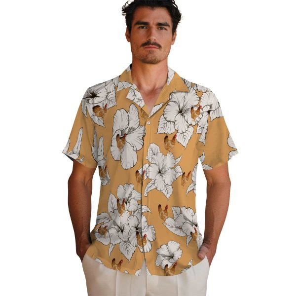 Chicken Hibiscus Blooms Hawaiian Shirt High quality