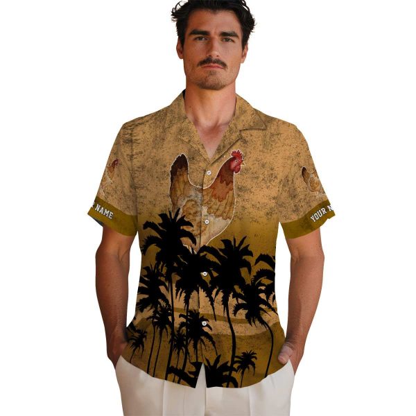 Chicken Sunset Pattern Hawaiian Shirt High quality