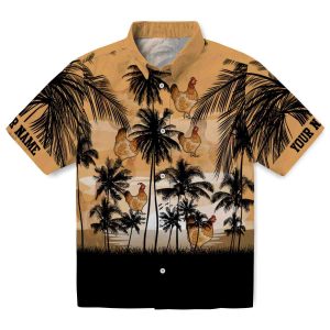 Chicken Sunset Scene Hawaiian Shirt Best selling